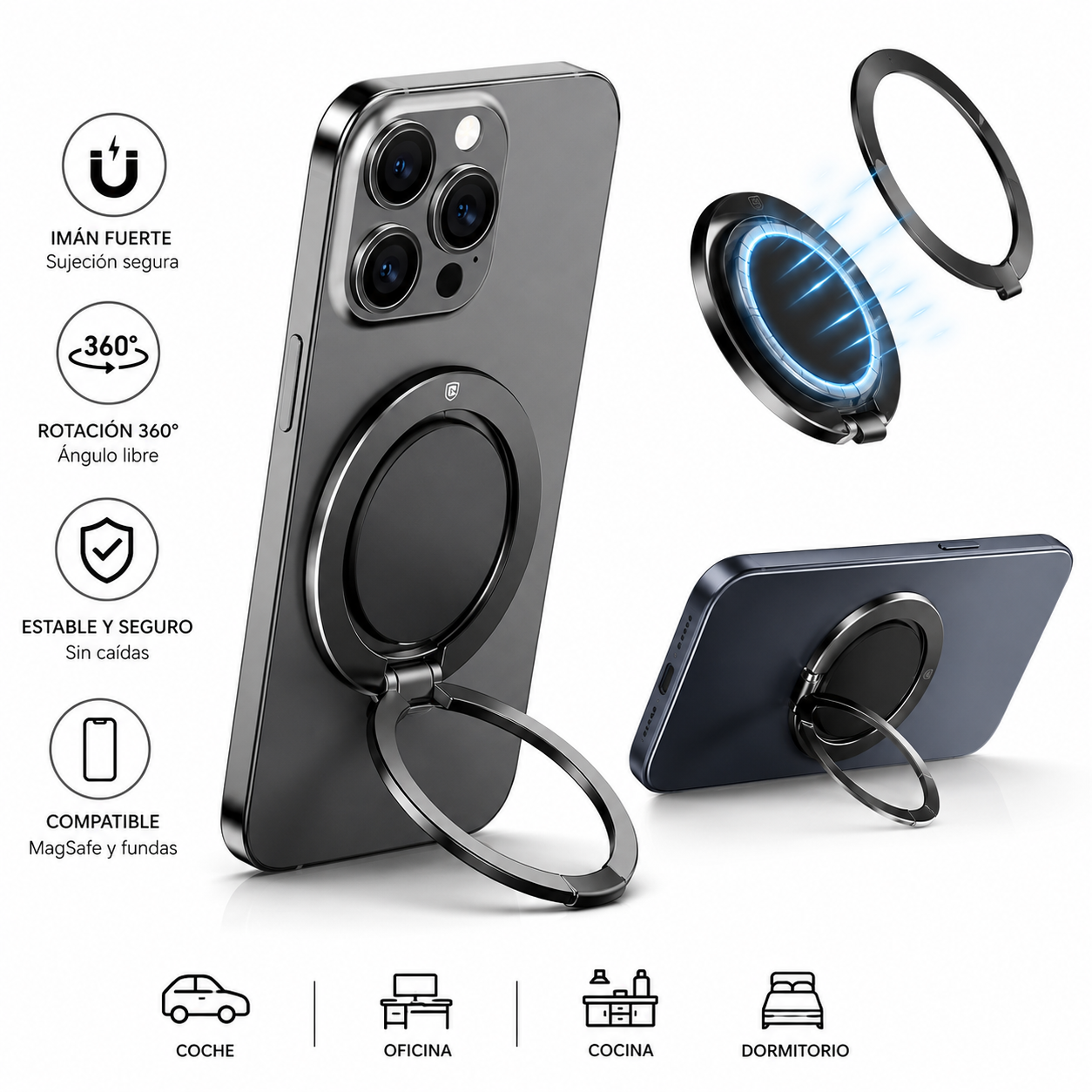 Soporte Magnético 360° MagSafe Premium para iPhone y Samsung