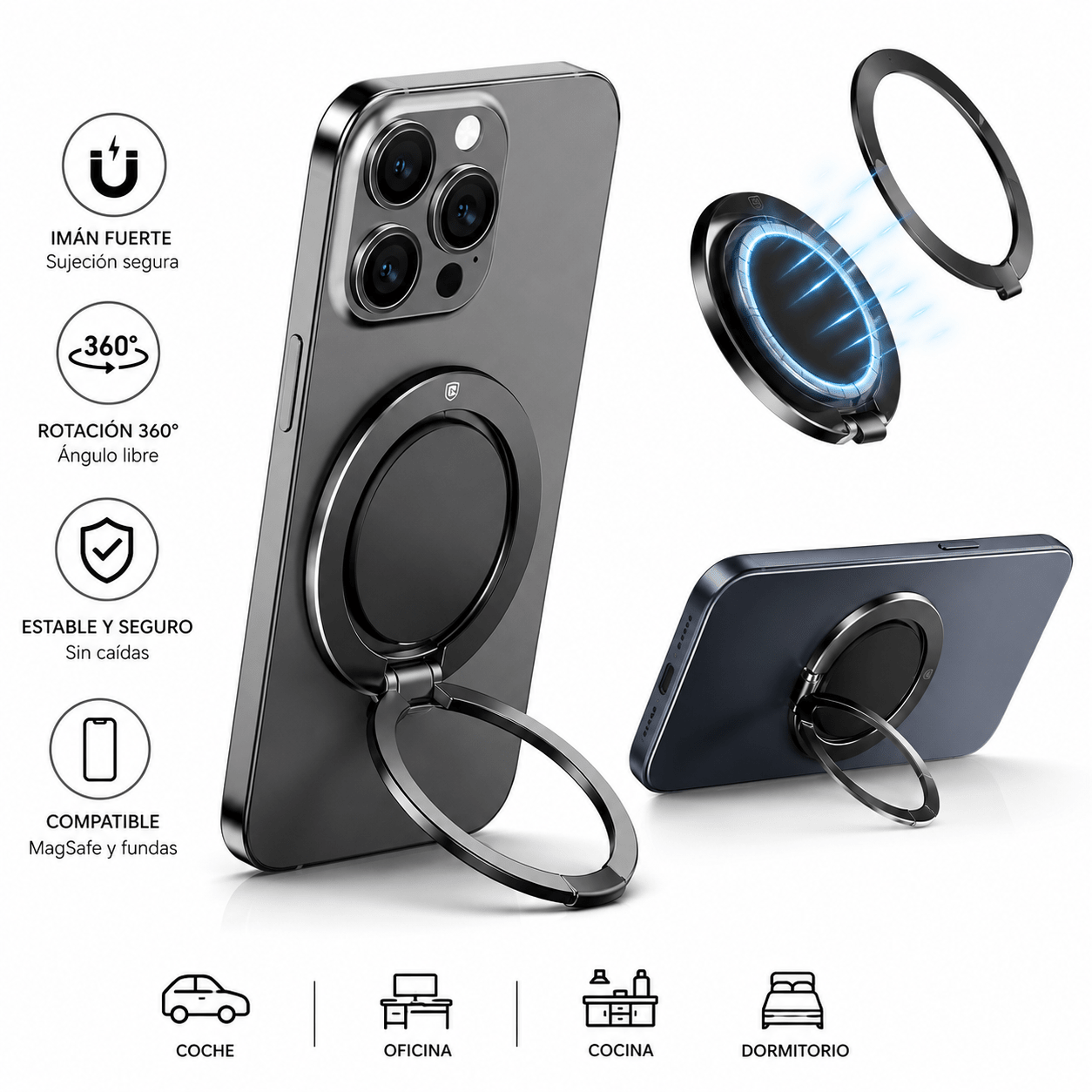 Soporte Magnético 360° MagSafe Premium para iPhone y Samsung - NovaCase Store